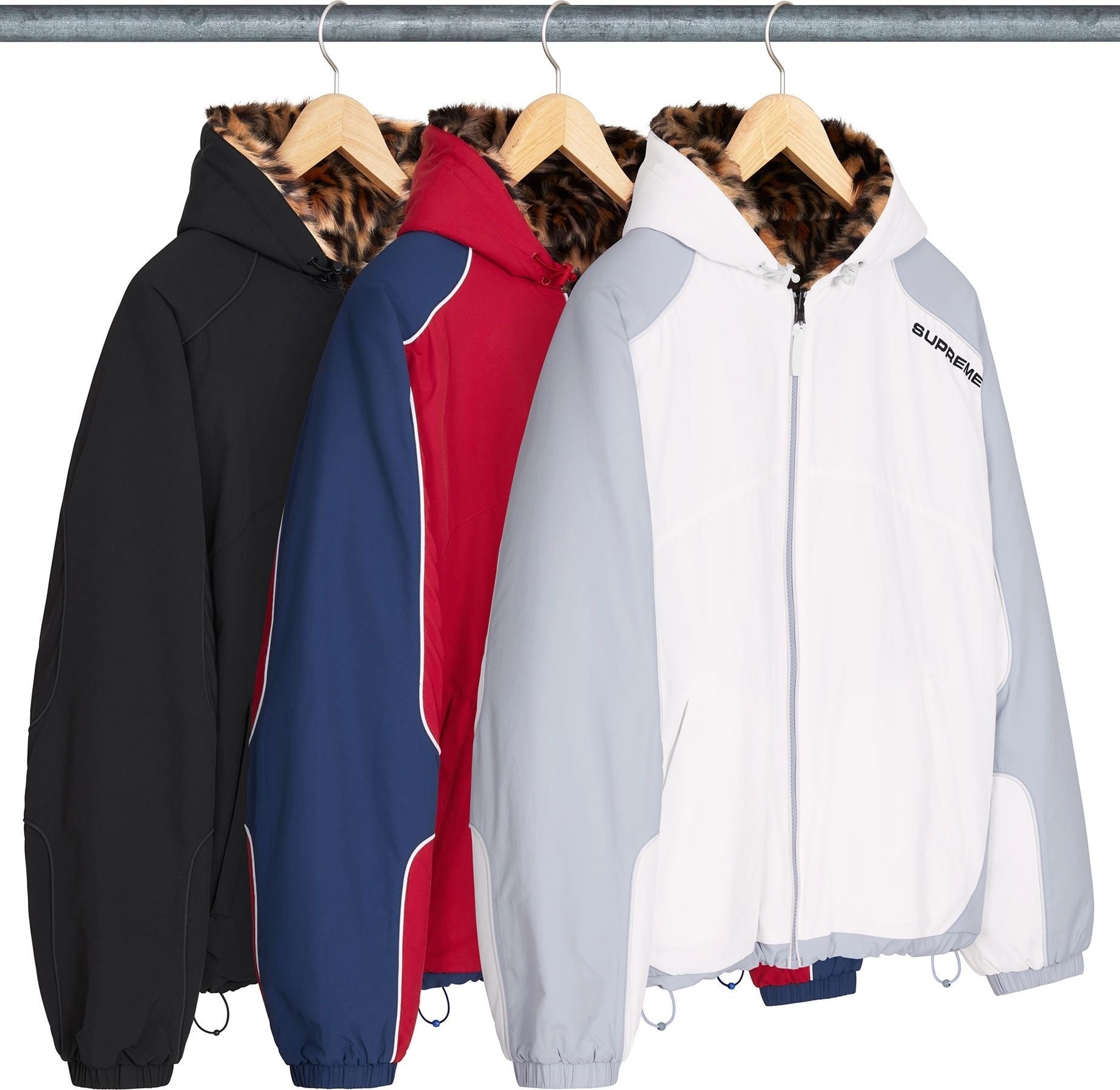 Faux Fur Reversible Hooded Track Jacket